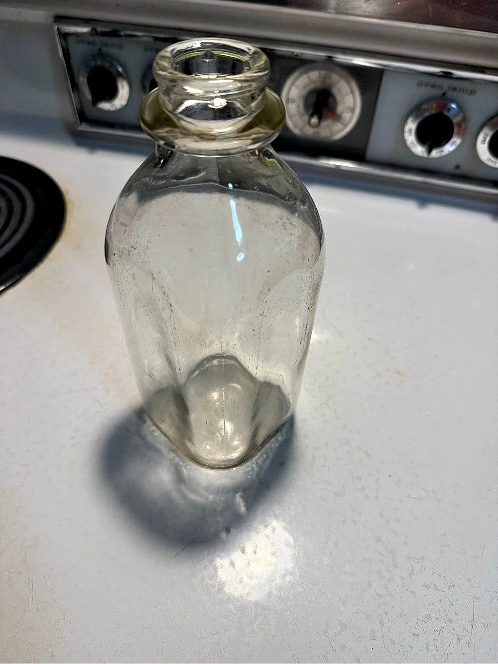 Vintage One Quart Glass Milk Bottle, Embossed Dairy Bottle, Farmhouse Decor